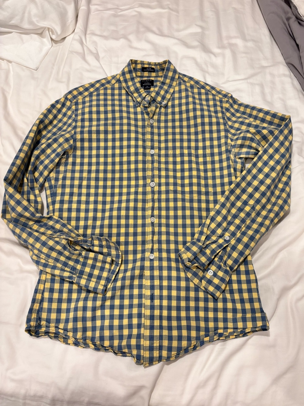 J. Crew Men’s Yellow & Blue Check Button-Down Shirt